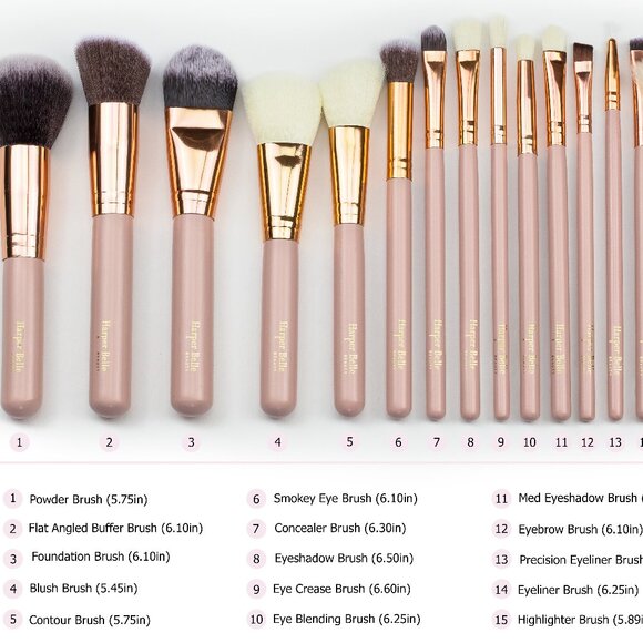 HARPER BELLE BEAUTY Pink 15-Piece Makeup Brush Set - Picture 3 of 6